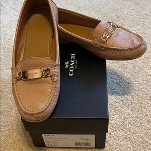 Coach Women's Beige Leather Loafers